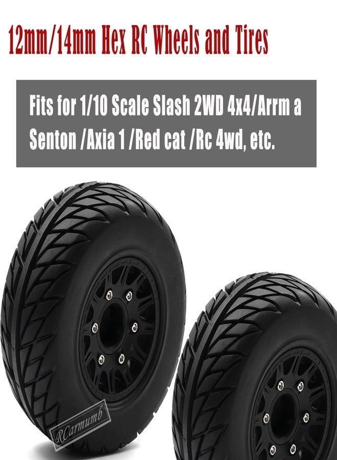 عجلات وإطارات Rcarmumb RC لسيارات Slash 2WD و 4×4 بمقياس 1/10، وSenton Axia1 Red cat RC 4WD، وإطارات بديلة سداسية قابلة للفصل للثلج والصحراء، وإطارات شاحنات RC سداسية مقاس 12 مم/14 مم (4 قطع) باللون الأسود - Image 2